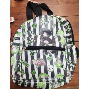 Beetlejuice Mini Backpack Lydia Deetz Sandworm Striped Goth Bag Neon Green Black